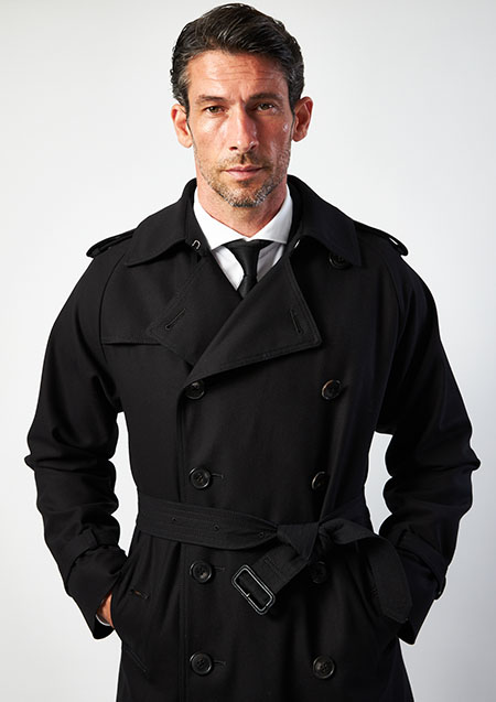 1PIU1UGUALE3 BLACK MILITARY COLLECTION 17th -FIRST TRENCH COAT