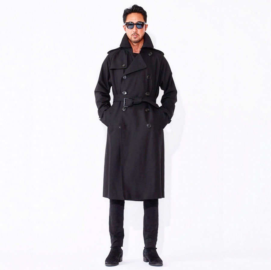 1PIU1UGUALE3 BLACK MILITARY COLLECTION 17th -FIRST TRENCH COAT