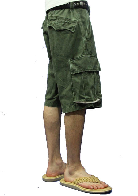 WASHED MILITARY SHORT CARGO PANTS