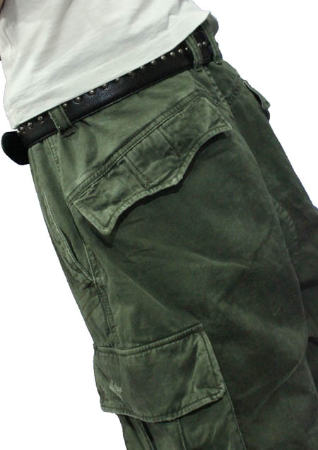 M WASHED MILITARY SHORT CARGO PANTS