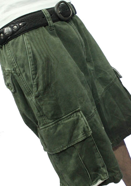 WASHED MILITARY SHORT CARGO PANTS