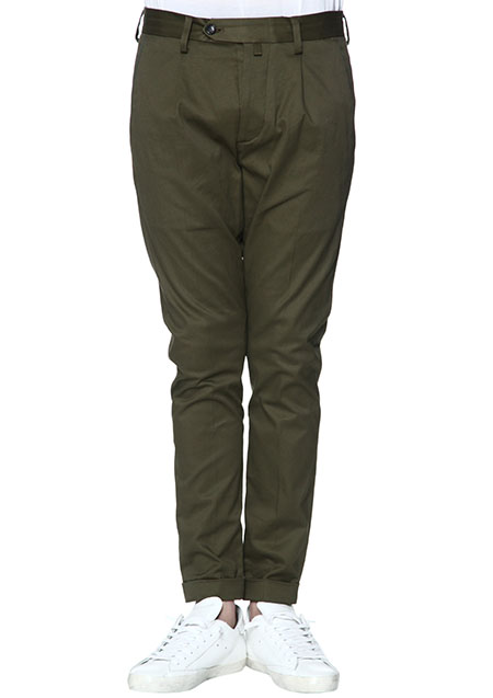 AKM STRETCH COTTON PEACH 1TUCK TAPERED CHINO PANTS