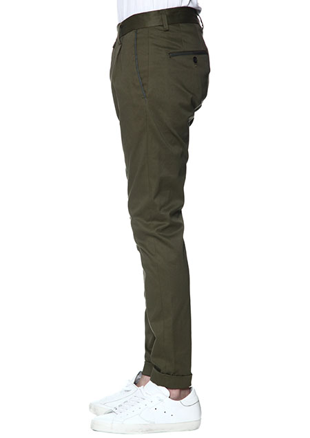 AKM STRETCH COTTON PEACH 1TUCK TAPERED CHINO PANTS