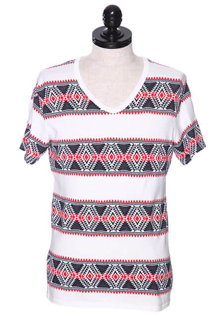 AKM ORIGINAL TRIBAL BORDER S/S V-NECK