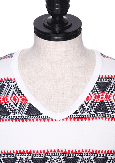 AKM ORIGINAL TRIBAL BORDER S/S V-NECK