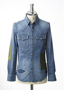 STRETCH DENIM 7oz MILITARY TEX PATCHWORK WESTERN