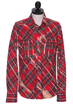 BLEACH TARTAN CHECK CUT HEM SHIRT
