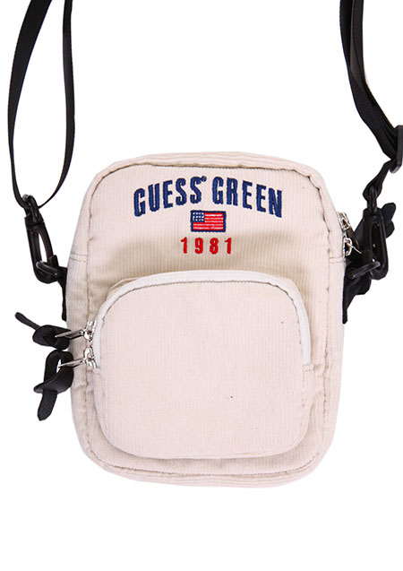 GUESS GREEN 1981 CORDUROY SHOULDER BAG