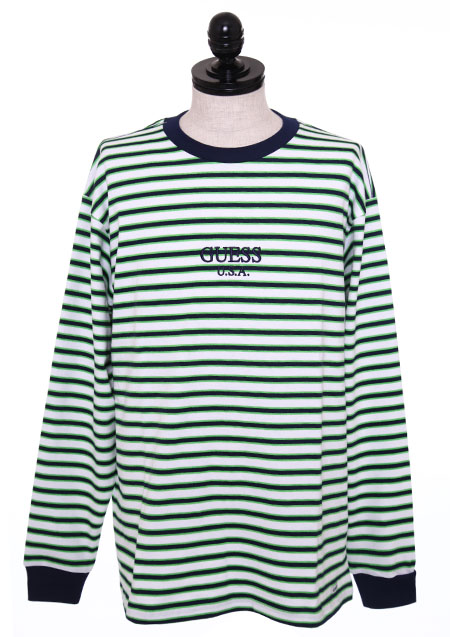 GUESS ORIGINALS LIME BORDER LS TEE