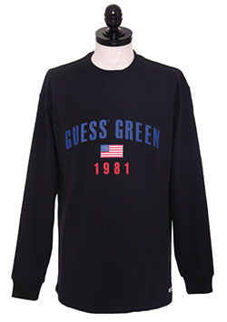 GUESS ORIGINALS  GREEN 1981 LS TEE