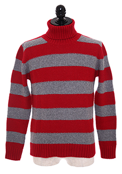 SEVESKIG BORDER TURTLE NECK SWEATER | RED010