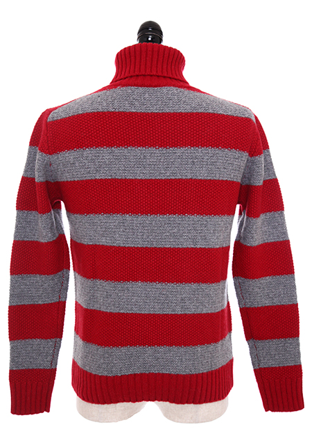 SEVESKIG BORDER TURTLE NECK SWEATER | RED010