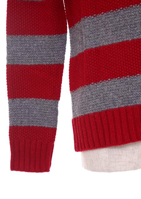 SEVESKIG BORDER TURTLE NECK SWEATER | RED010