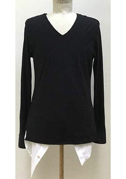SUPER TWISTED JERSEY THREE LAYERED-STYLE V-NECK DRESS SHIRT