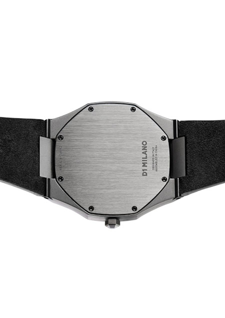 ULTRA THIN GUN METAL CASE WITH STROMBOLI BLACK SUEDE STRAP