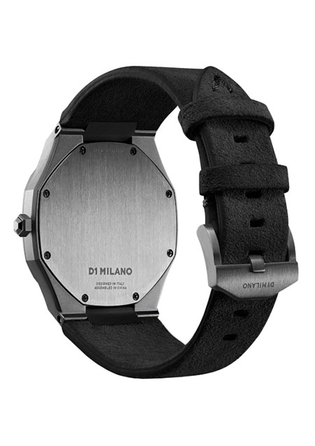 ULTRA THIN GUN METAL CASE WITH STROMBOLI BLACK SUEDE STRAP