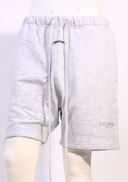 FOG ESSENTIALS  RUBBER TAG EMB SWEAT SHORTS - L/H.GREY