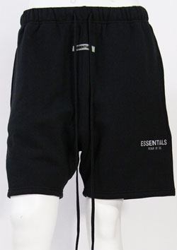 FOG ESSENTIALS  RUBBER TAG PRINT SWEAT SHORTS - BLACK