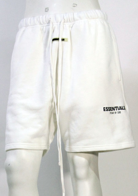 FOG ESSENTIALS  RUBBER TAG PRINT SWEAT SHORTS - WHITE