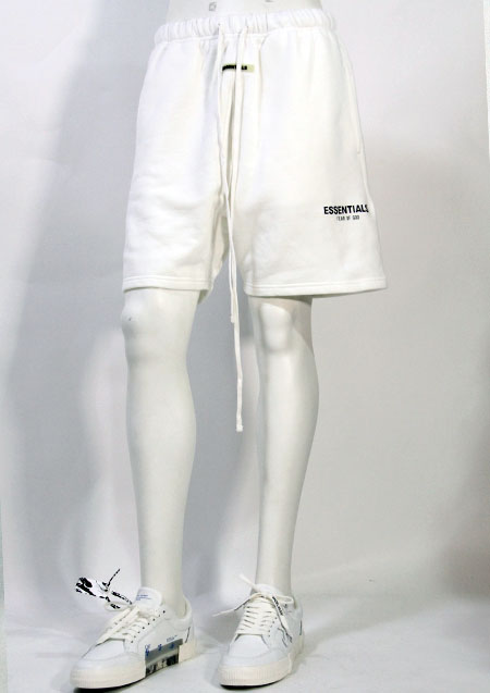 FOG ESSENTIALS  RUBBER TAG PRINT SWEAT SHORTS - WHITE