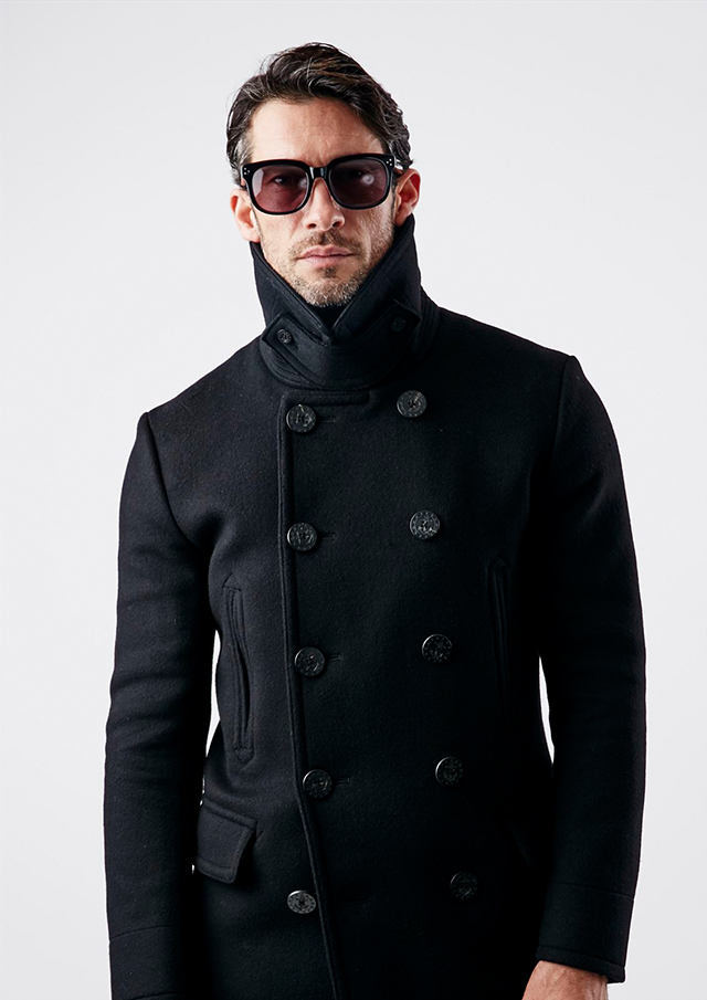 1PIUU1UGUALLE3 BLACK MILITARY 13 STAR 10 BUTTON P-COAT