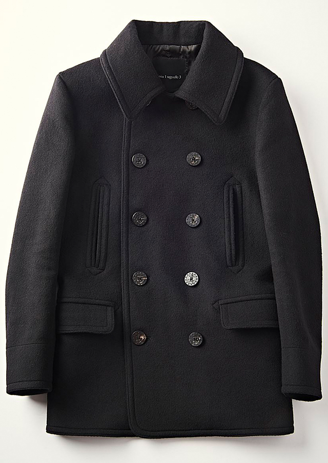 1PIUU1UGUALLE3 BLACK MILITARY 13 STAR 10 BUTTON P-COAT