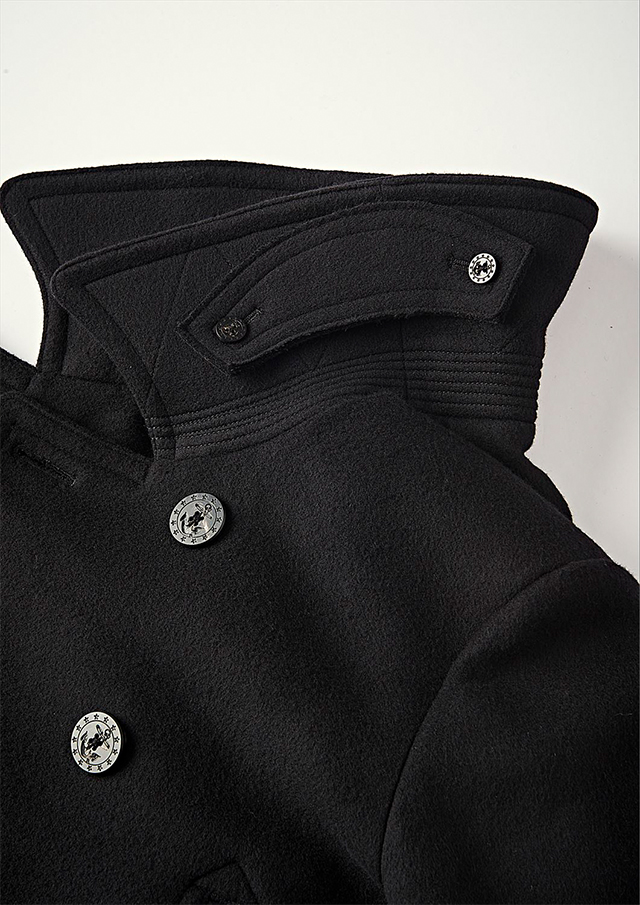 1PIUU1UGUALLE3 BLACK MILITARY 13 STAR 10 BUTTON P-COAT