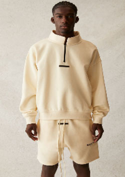 FOG ESSENTIALS HALF ZIP SWEAT SHIRTS | B/CREAM