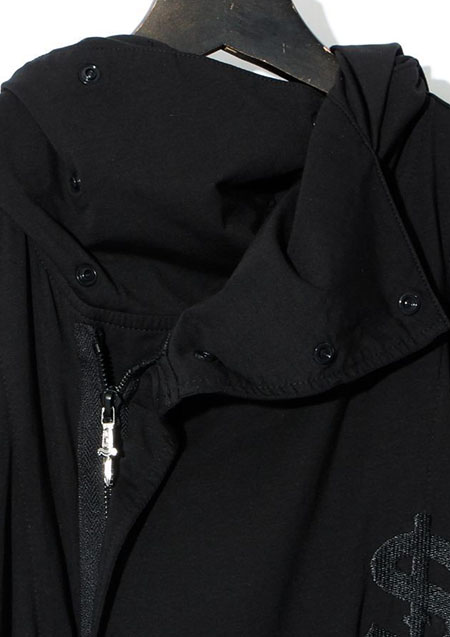 SWITCHBLADE S EMBROIDERY DRAPE PARKA | BLACK