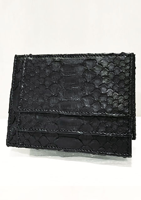 VELVET LOUNGE PYTHON LEATHER MAGIC WALLET | BLACK