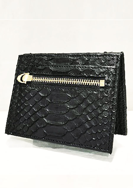 VELVET LOUNGE PYTHON LEATHER MAGIC WALLET | BLACK