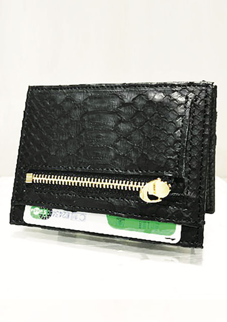 VELVET LOUNGE PYTHON LEATHER MAGIC WALLET | BLACK