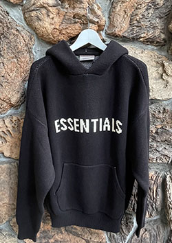 FOG ESSENTIALS FRONT LOGO HOODIE KNIT | BLACK