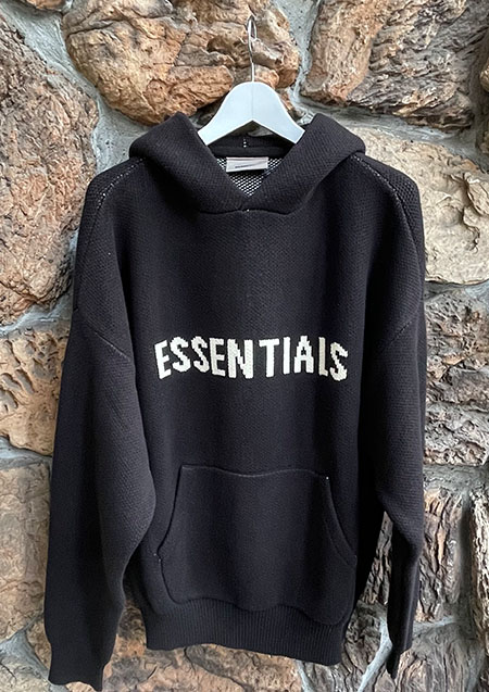 FOG ESSENTIALS FRONT LOGO HOODIE KNIT | BLACK