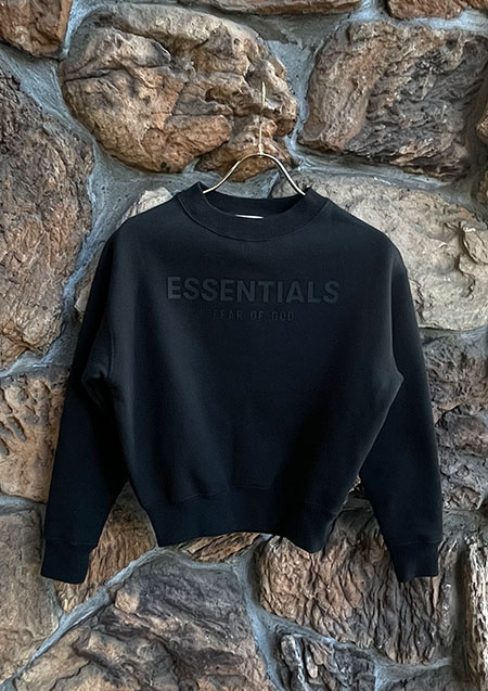 FOG ESSENTIALS KIDS FRONT LOGO CREW SWEAT SHIRTS | BLACK | KIDS