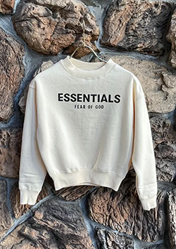 FOG ESSENTIALS KIDS FRONT LOGO CREW SWEAT SHIRTS | CREAM | KIDS