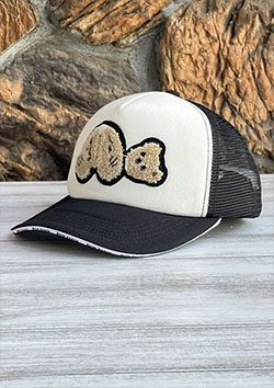 PALM ANGELS PA BEAR TRUCKER HAT | BLACK WHITE BROWN | UNISEX