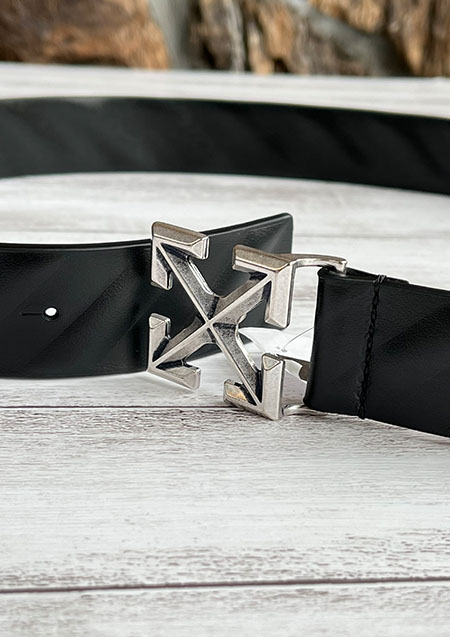 OFF-WHITE DIAG ARROW LEATHER BELT BLACK BLACK