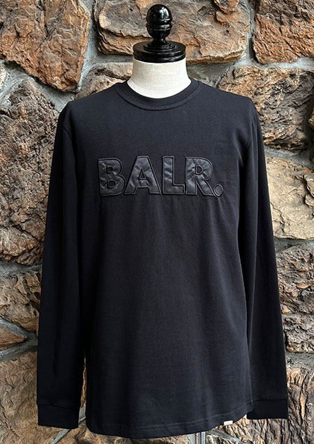 BALR. Olaf Straight BALR. Satin Embro Longsleeve T-Shirt | JET BLACK