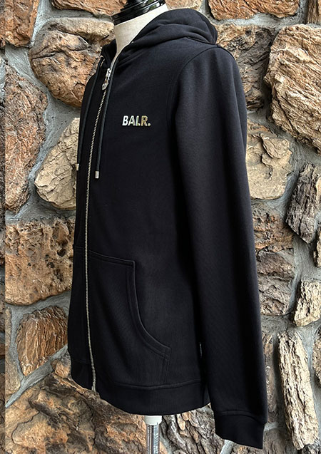 BALR. Q-Series Straight Zip Thru Hoodie | BLACK | MEN