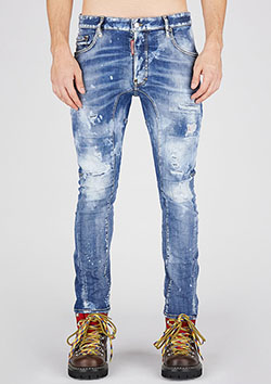 DSQUARED2 LIGHT CLOUDY WASH TIDY BIKER JEANS | 470BLUE NAVY