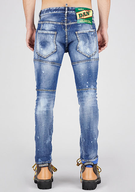 DSQUARED2 LIGHT CLOUDY WASH TIDY BIKER JEANS | 470BLUE NAVY