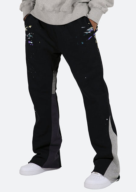 mnml CONTRAST BOOTCUT SWEATPANTS | BLACK