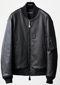 1PIU1UGUALE3 STRETCH LAMB LEATHER MA-1 FLIGHT JACKET LIGHT VER. | 99BLACK