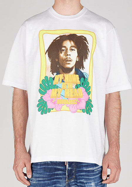 DSQUARED2 BOB MARLEY SKATER T-SHIRT | 100white