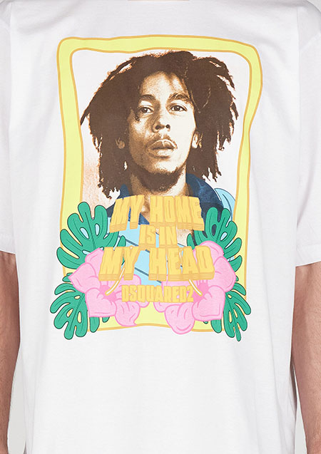 DSQUARED2 BOB MARLEY SKATER T-SHIRT | 100white