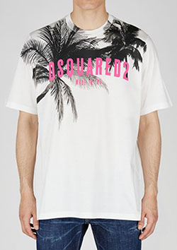 DSQUARED2 D2 PALMS SLOUCH T-SHIRT | 100WHITE