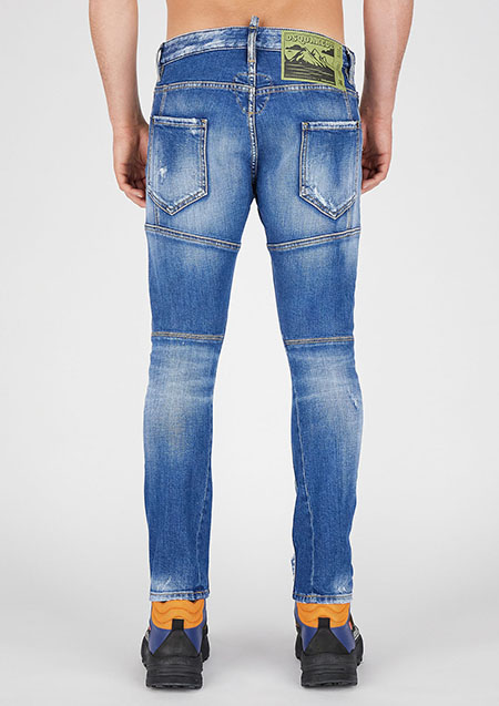 DSQUARED2 Light Sandy Slash Wash Tidy Biker Jeans | 470BLUE