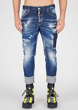 DSQUARED2 Dark Tiffany Spots Wash Sailor Jeans | 470BLUE