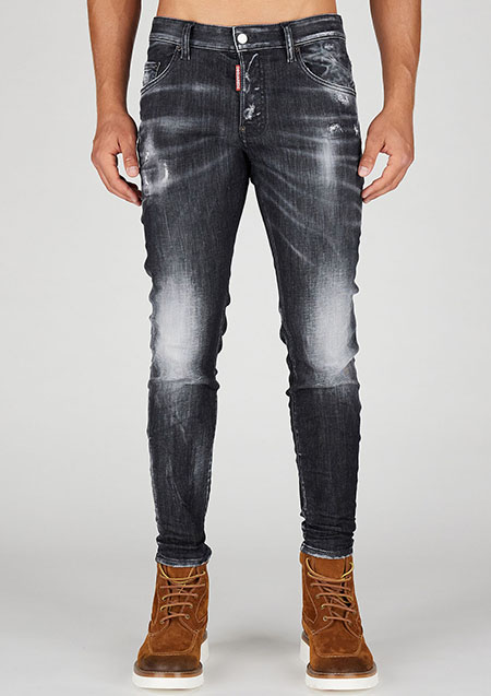 DSQYARED2 BLACK CLEAN WASH SUPER STRETCH SUPER TWINKY JEAN | 900_BLACK